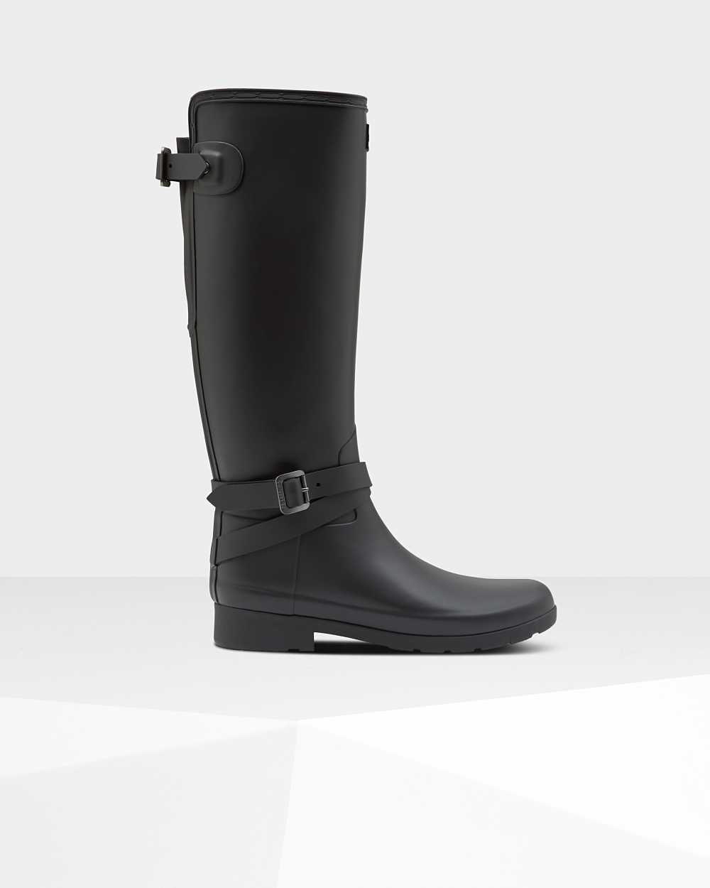 Botas De Agua Mujer - Hunter Refined Slim Fit Adjustable Tall Negras - GRVXCY-862 - Negras